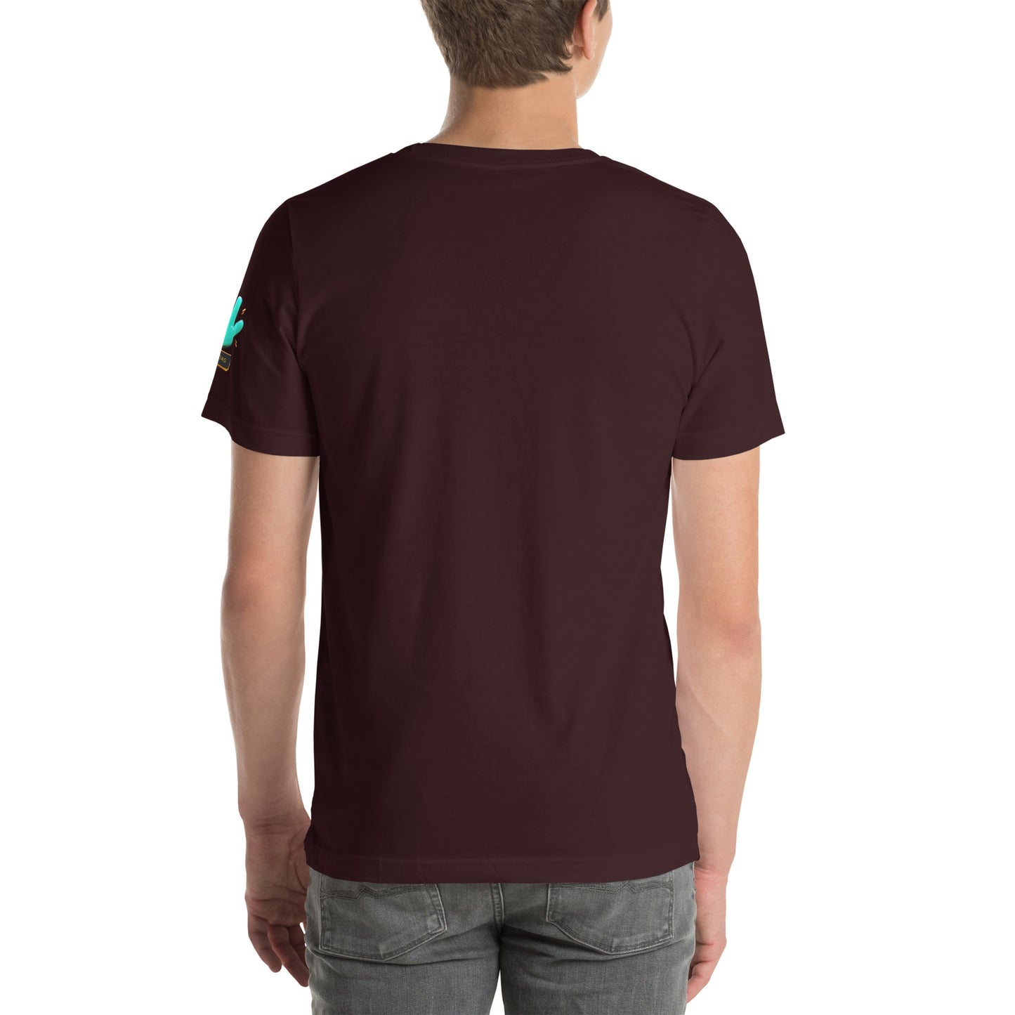 Vista trasera de camiseta marrón de la colección Clásicos de Club, sin impresión.
