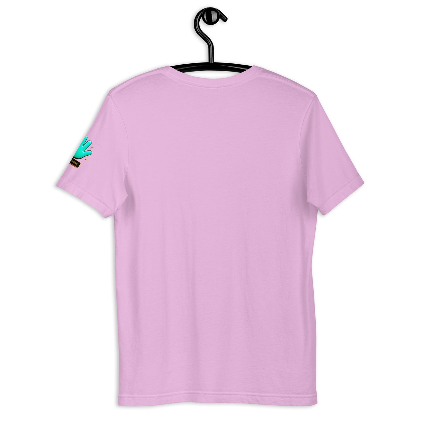 Vista trasera de camiseta rosa de manga corta, marca Bofetadas, colección 'Urbana', sin impresión.