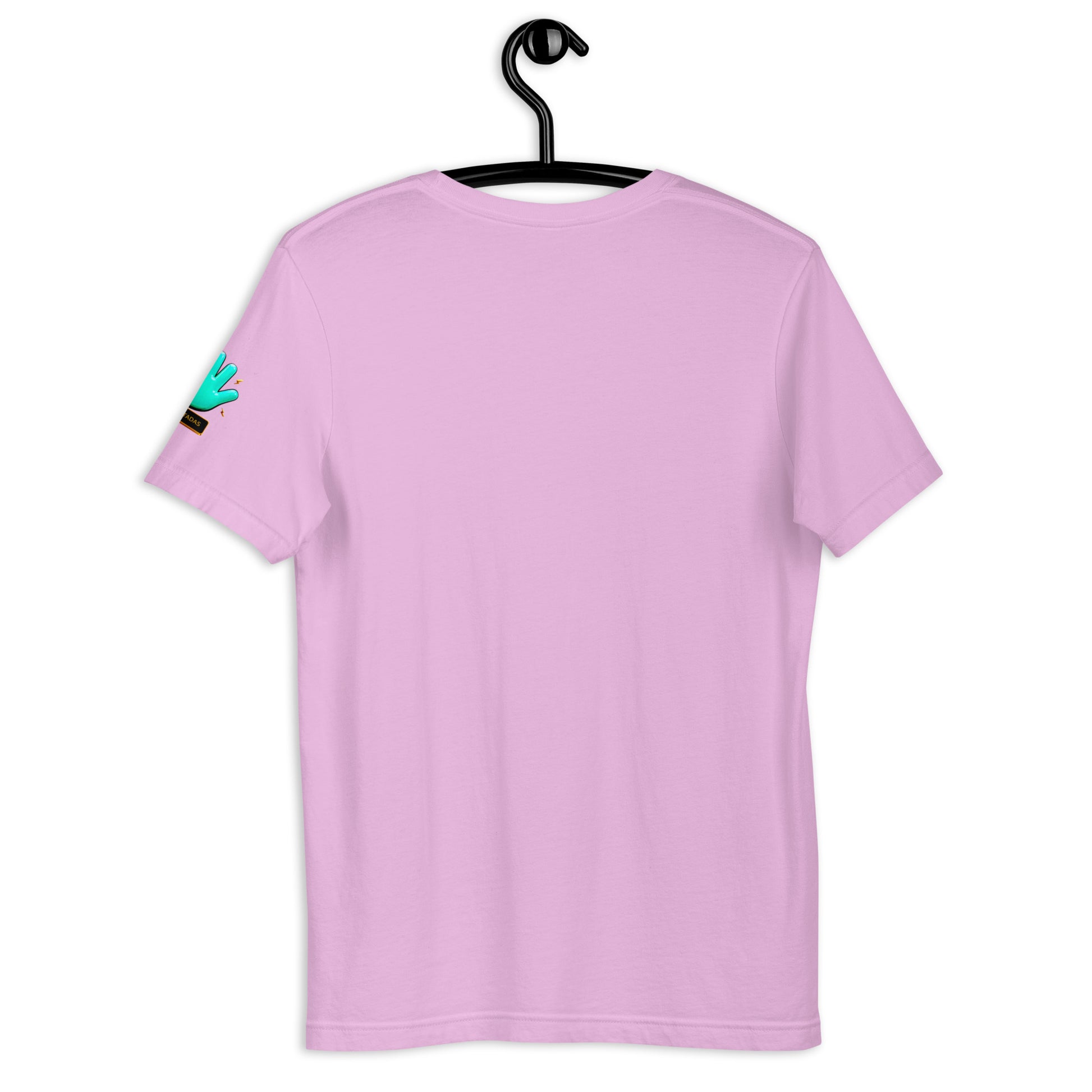 Vista trasera de camiseta rosa de manga corta, marca Bofetadas, colección 'Urbana', sin impresión.