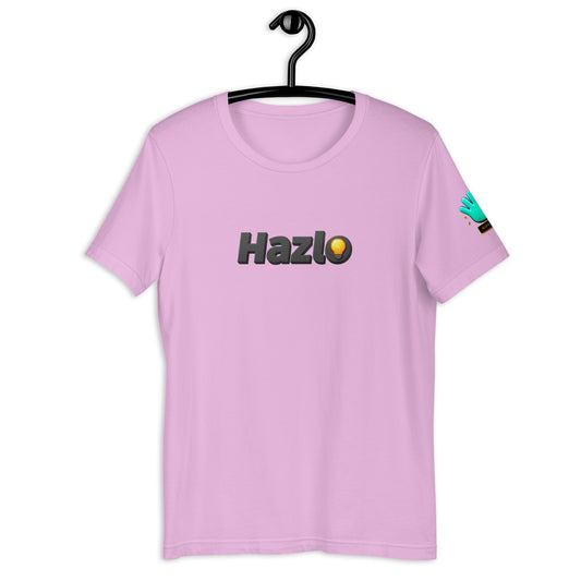 Camiseta rosa de manga corta marca Bofetadas, colección 'Frases y Mensajes', colgada en percha con texto 'hazlo' y bombilla.