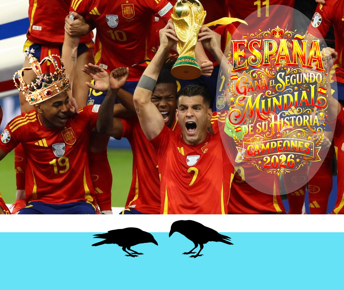 imagen falsa  y anticipada de una hipotética victoria de la selección española de futbol en el mundial de U.S.A.