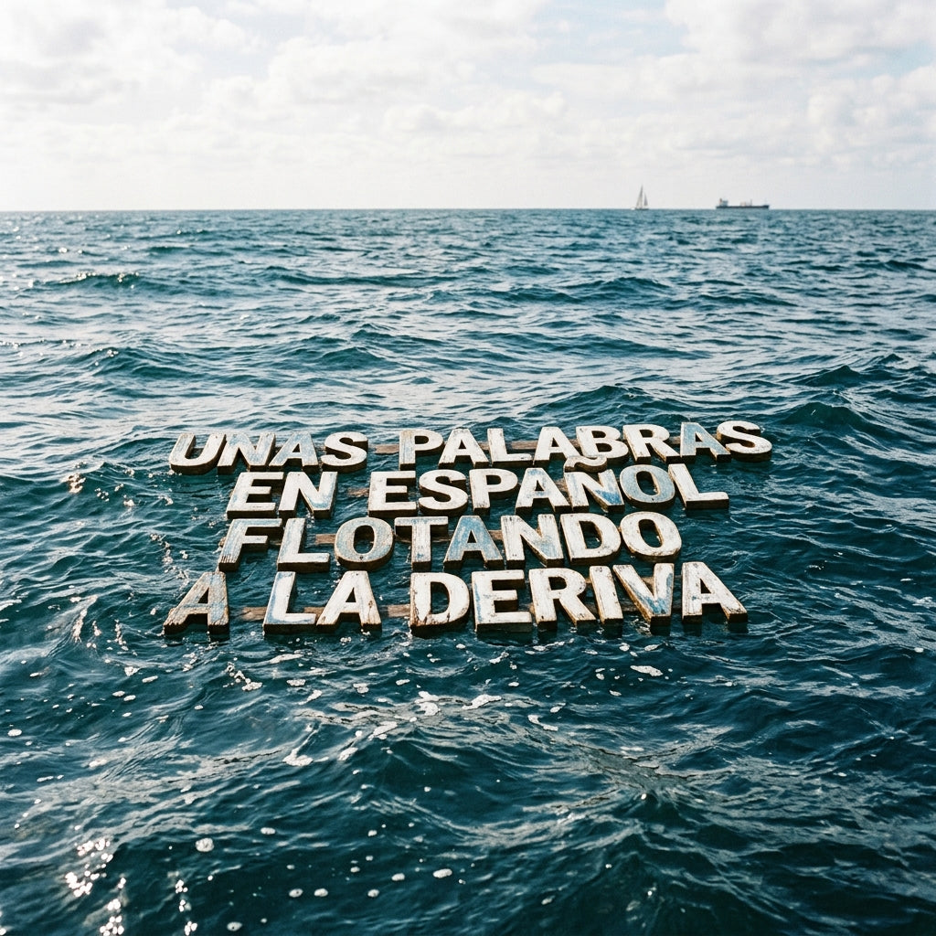 En la superficie del mar vemos unas palabras en español flotando a la deriva.